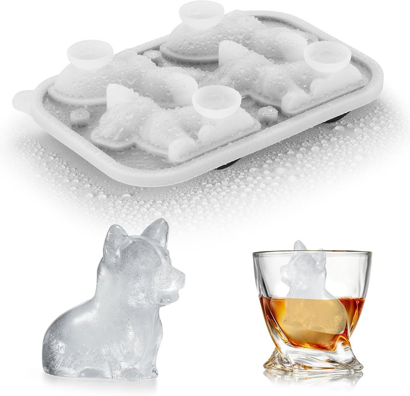 ACOOKEE 3D Corgi Dog Ice Cube Tray Fun Shapes, Novelty Corgi Mom/Dad Gifts for Dog Lovers, Cute Ice Mold for Whiskey,Cocktail,Bourbon - Image 1
